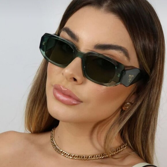Prada PR17WS 11R10E  BRAND NEW Sunglasses Transparent Sage Green Mirror Unisex - Picture 5 of 13